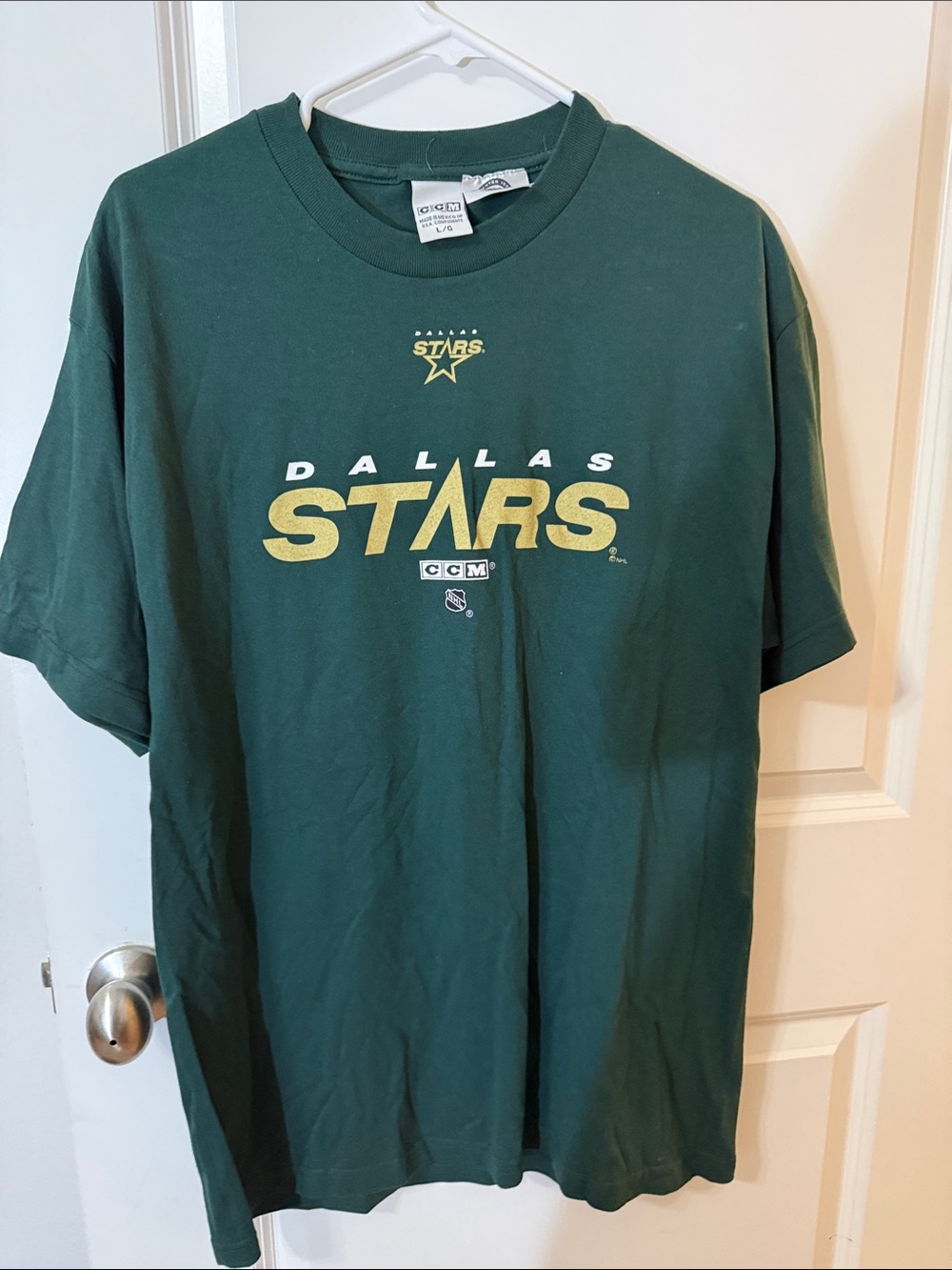 CCM Dallas Stars Dark Green Tee with Gold Logo